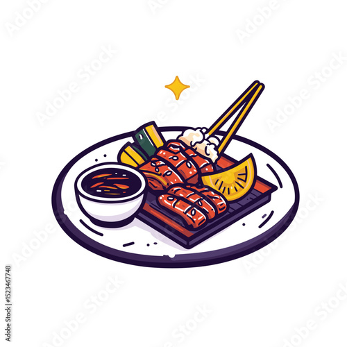 Asian cuisine: Korean barbecue with side dishes