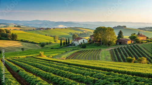 Wallpaper Mural Picturesque Tuscan countryside with vineyards and villas, perfect for travel blogs, rural tourism ads, agricultural content, nature backgrounds, scenic calendars Torontodigital.ca