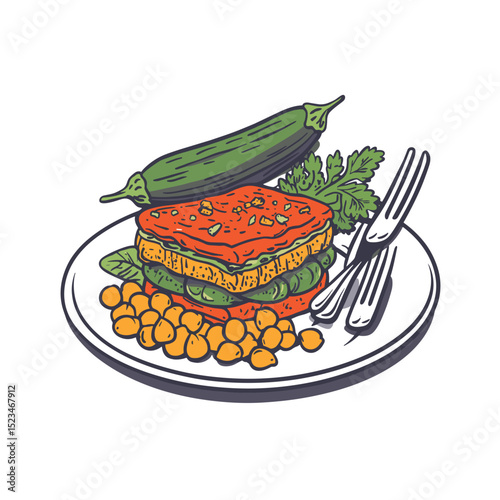 Healthy food dish with vegetables forks cuisine