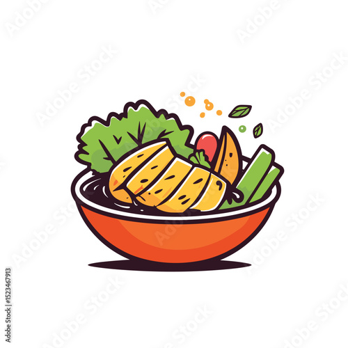 Healthy food bowl with chicken and vegetables