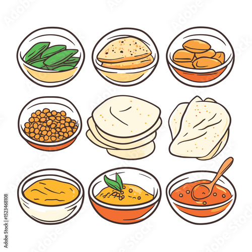 Indian dishes cuisine food meals bowls
