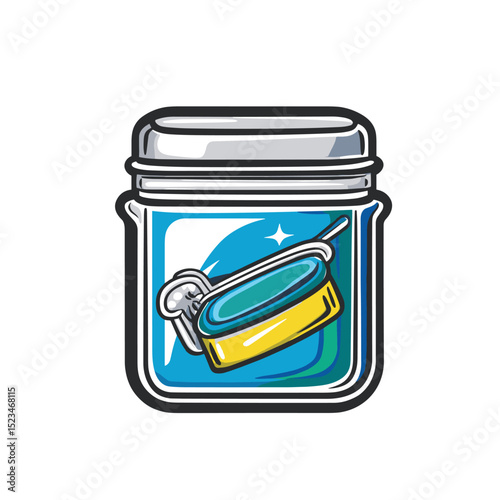 Jam jar cartoon icon container with food