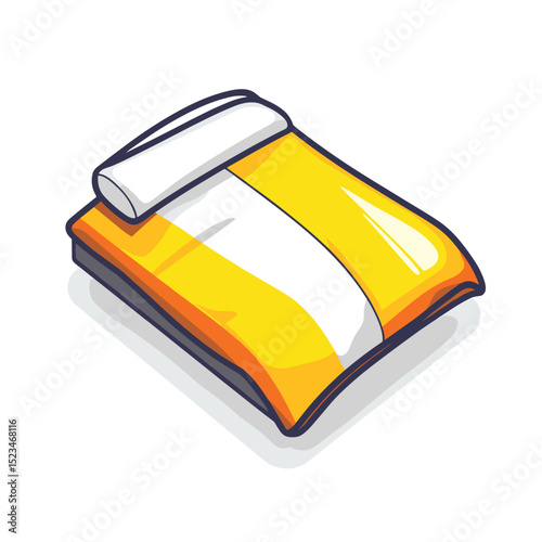 Isometric bed mattress sleeping pillow white stripe yellow