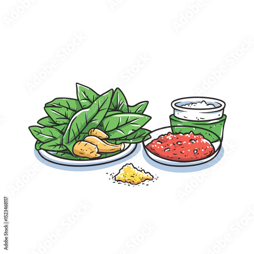 Ingredients ready for cooking, food preparation