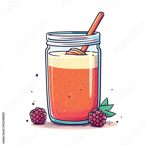 Jar drink with raspberries summer refreshment