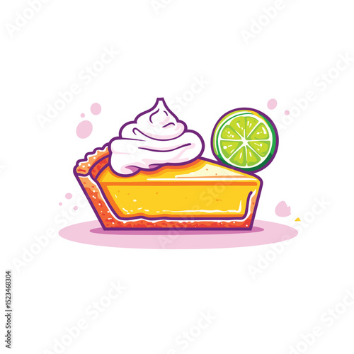 Key lime pie dessert with lime slice icon