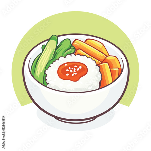Korean bibimbap bowl with rice and vegetables