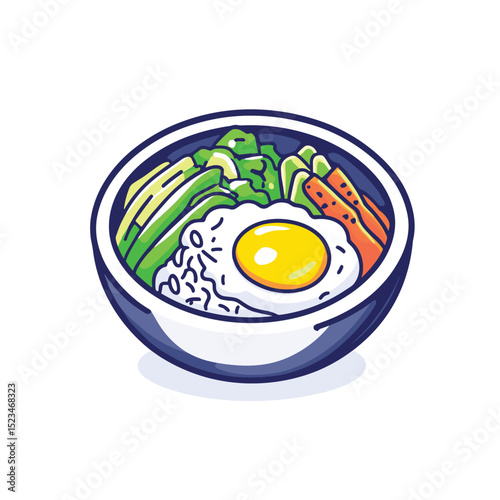 Korean bibimbap bowl with egg and vegetables