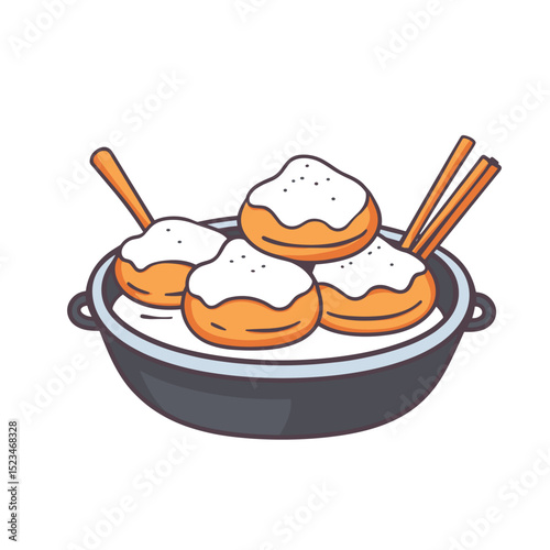 Korean food bungeoppang in bowl with chopsticks cuisine