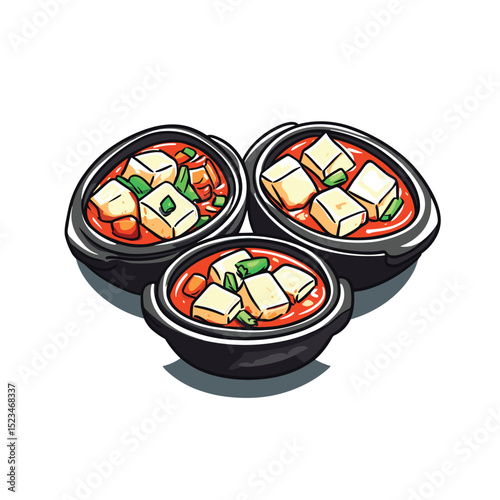 Korean tofu stew bowls Asian food