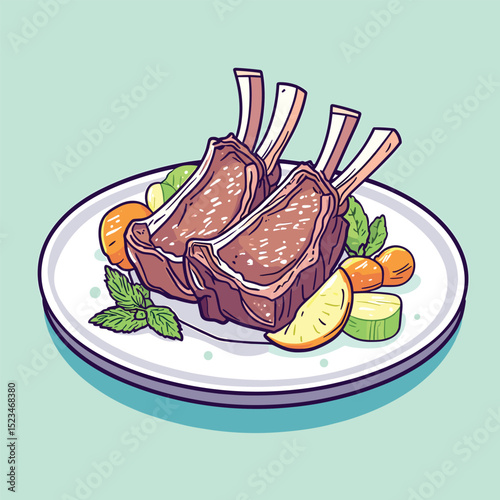 Lamb chops food plate gourmet meal