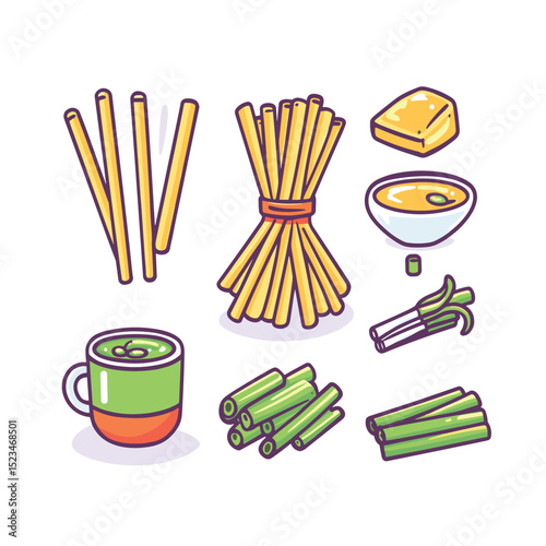 Lemongrass soup ginger and spring onion ingredients