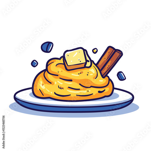 Mashed sweet potato dish with cinnamon stick