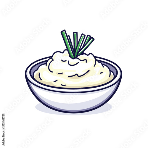 Mashed potato bowl with chives food meal