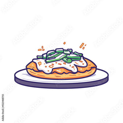 Mexican food sope dish with green toppings