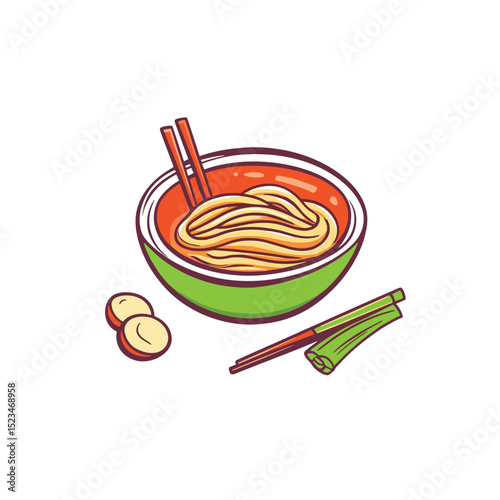 Noodle bowl food with chopsticks ingredient meal