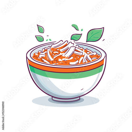 Noodle bowl food asian meal basil leaves