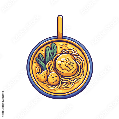 Noodle bowl with toppings food dish
