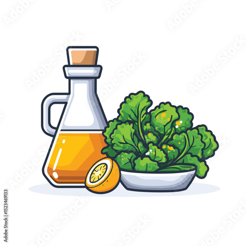 Oil lemon salad, natural food ingredients