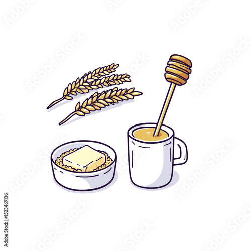Oatmeal milk honey breakfast wheat wholesome
