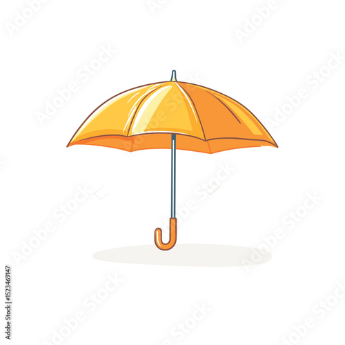 Open orange umbrella protection from rain or sun