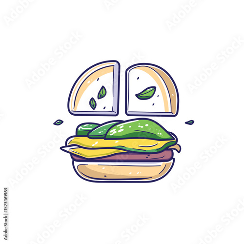 Open sandwich with cheese, patty, and avocado