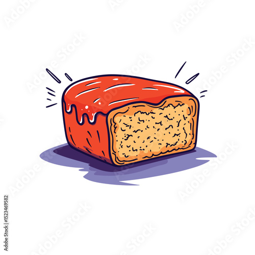 Piece of cake with orange glaze dessert