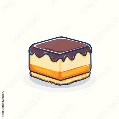 Piece of cake with chocolate cream dessert