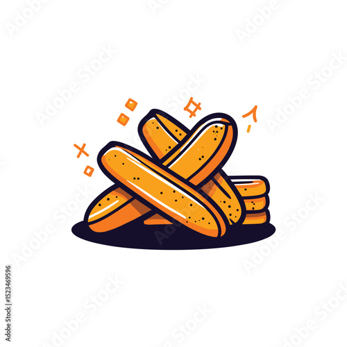 Pile of breadstick snack food drawing style