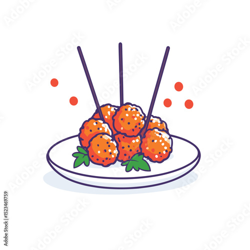 Plate of tasty meatballs appetizer snack