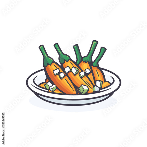 Plate of yellow chili peppers and tofu