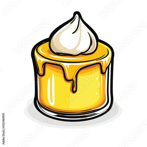 Pudding with cream topping food icon dessert