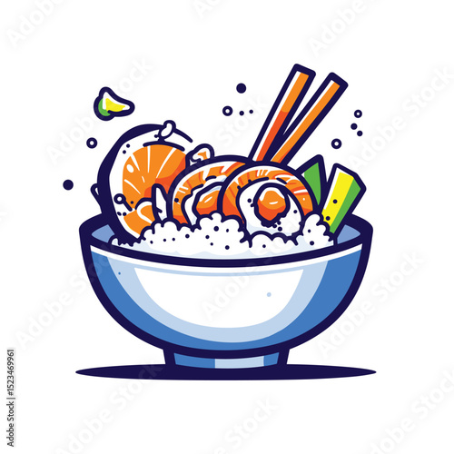 Ramen bowl food with chopstick menu dish