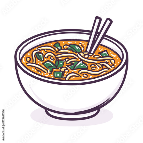 Ramen bowl noodle soup with chopsticks