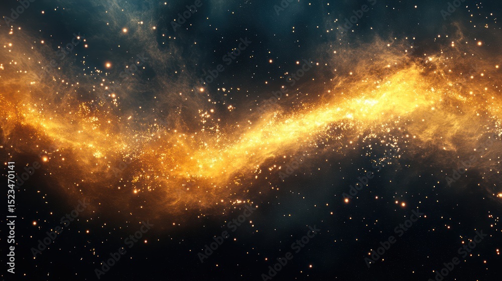 Fototapeta premium Luminous Cosmic Dust Stream Shimmers Across The Infinite Dark Expanse