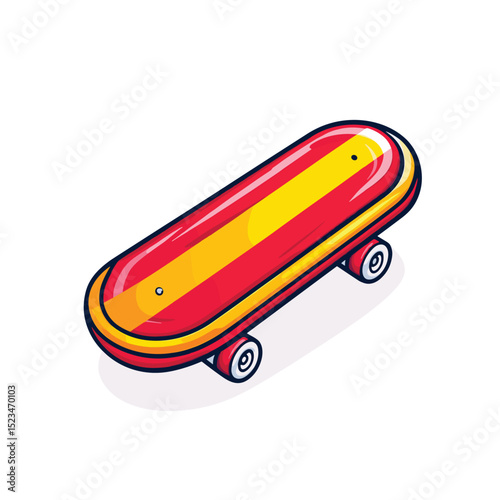Red and yellow skateboard outdoor recreation object