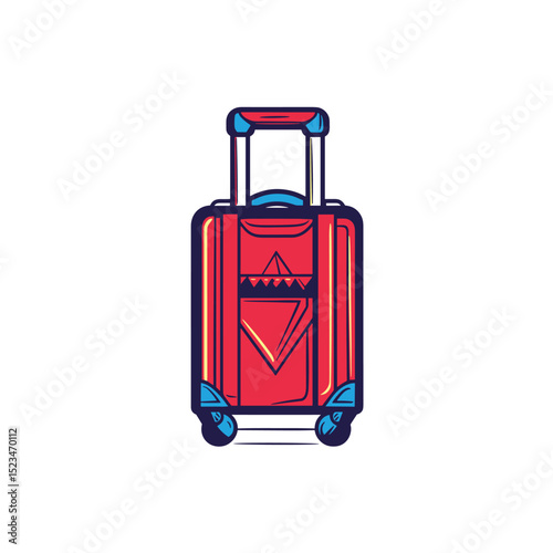 Red luggage travel wheeled suitcase baggage vacation journey