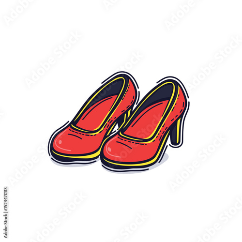 Red high heel shoes fashion style
