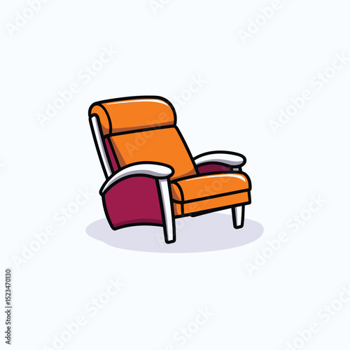 Retro armchair furniture orange and maroon color