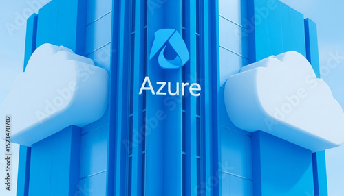 Azure Cloud Building with Clouds | Modern Technology Architecture and Cloud Computing Concept for Business Marketing and Technology Illustration