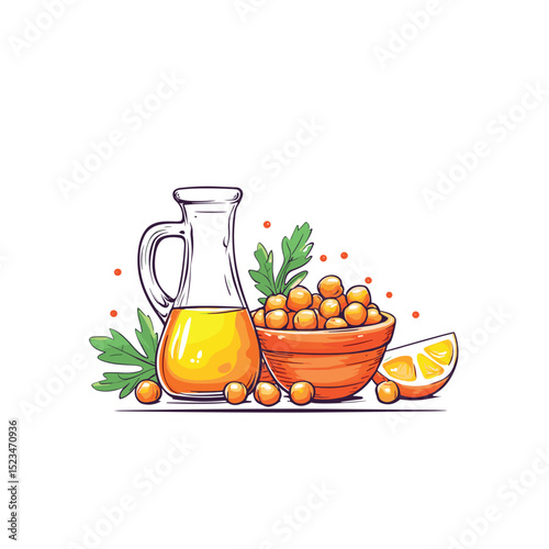 Sea buckthorn oil, berries, citrus fruit composition