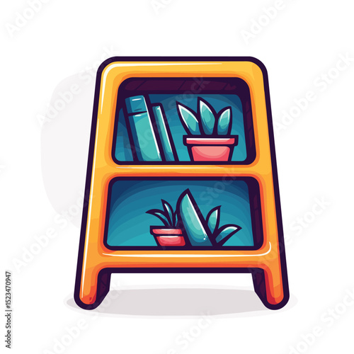 Shelves with books and plants in the house