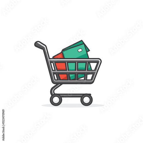Shopping cart with cards payment purchase concept