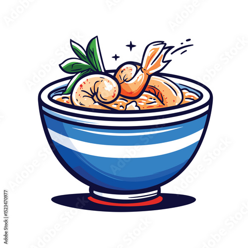 Shrimp bowl food fresh restaurant icon