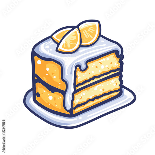 Slice cake dessert with orange fruit food