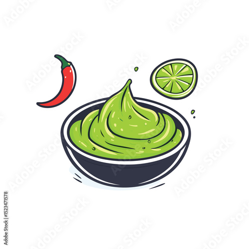 Spicy green sauce with lime and red pepper