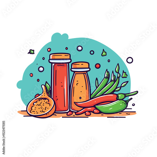 Spices and condiments for cooking, food ingredients
