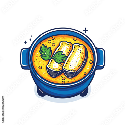 Stewed zucchini dish with parsley garnish cooking