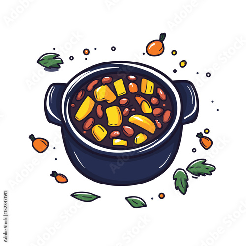 Stew with beans and vegetables dish concept