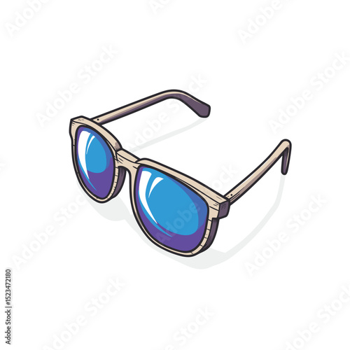 Sunglasses with blue lens and shadow effect